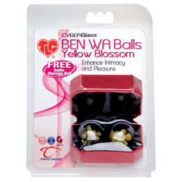Вагинальные шарики без сцепки TLC CyberGlass Ben Wa Balls, Yellow Blossom, стекло, подарочная упак.