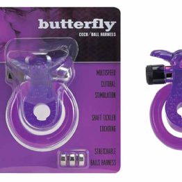 Кольцо эрекционное Бабочка фиолетовая, с вибрацией и подхватом мошонки