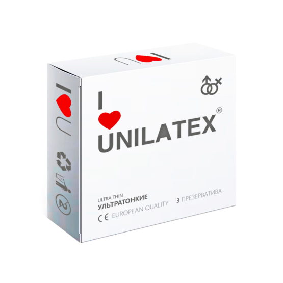 Unilatex® Ultrathin 3 шт в упаковке, презервативы ультратонкие №3