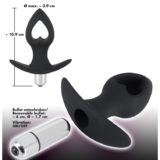 Анальная вибропробка-расширитель со сквозным отверстием в виде сердца Black Velvets Vibrating Plug