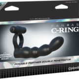 Эрекционное кольцо Posable Partner Double Penetrator с анальным фаллоимитатором с вибрацией C-Ringz