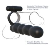 Эрекционное кольцо Posable Partner Double Penetrator с анальным фаллоимитатором с вибрацией C-Ringz